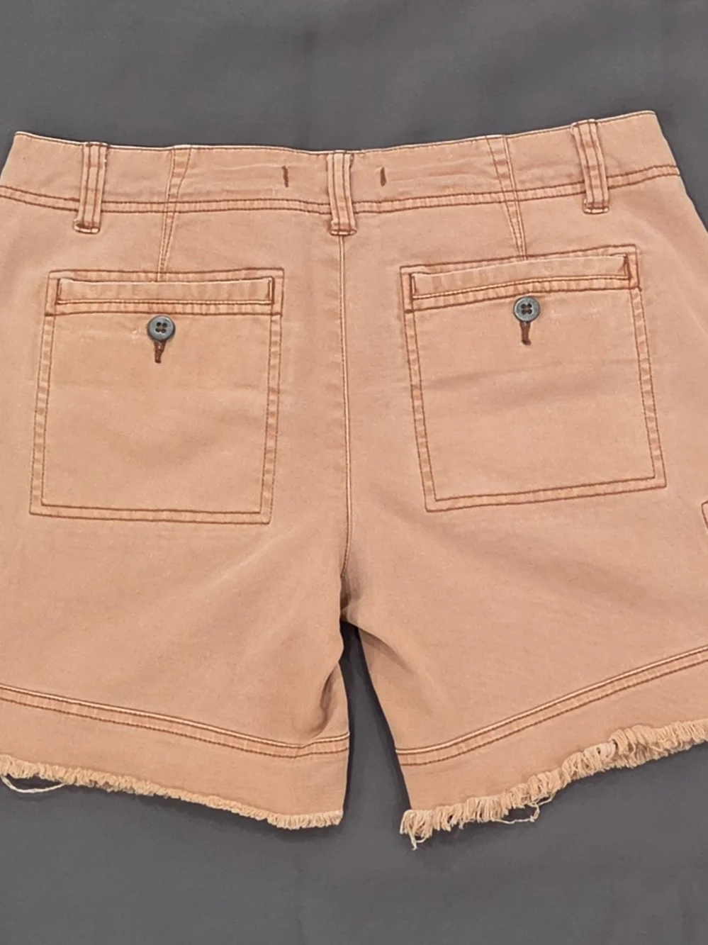 Free People Frayed-Hem Zip-Pocket Cargo Shorts Clay Size 4